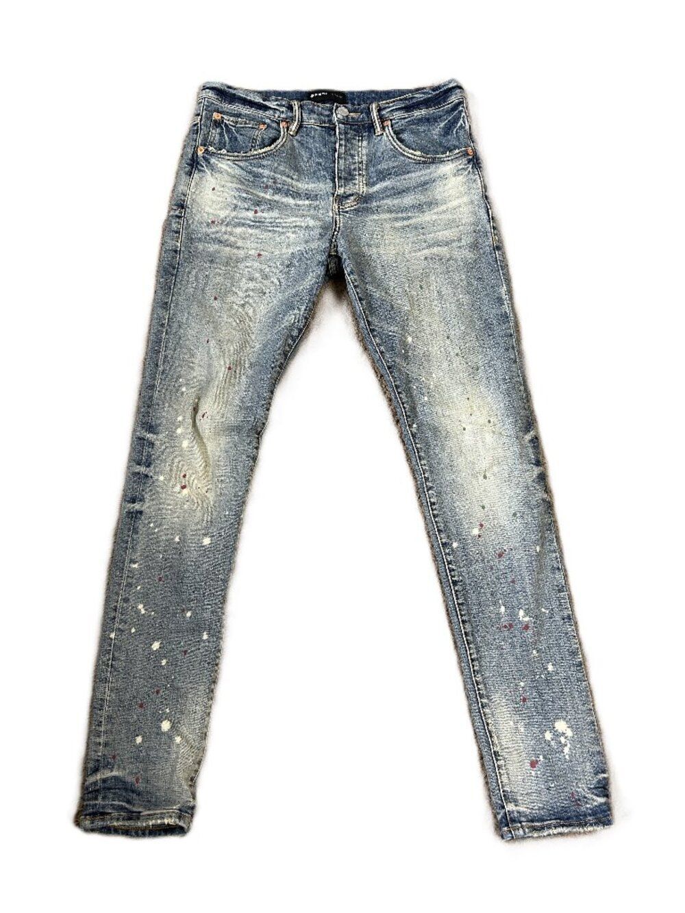 0402 Purple Brand Jeans P002 Skinny Paint Splatter NWT 33